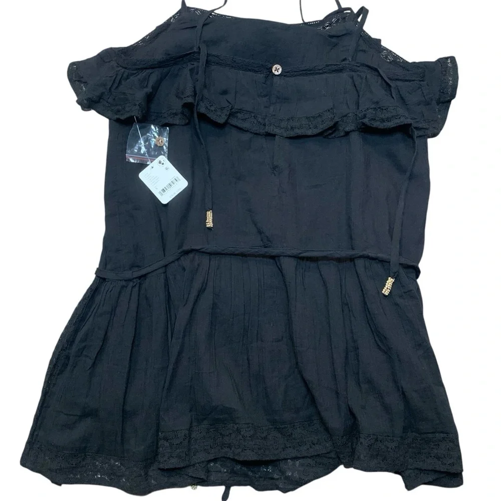 NEW Free People Beachy Boheme tunic mini dress black small